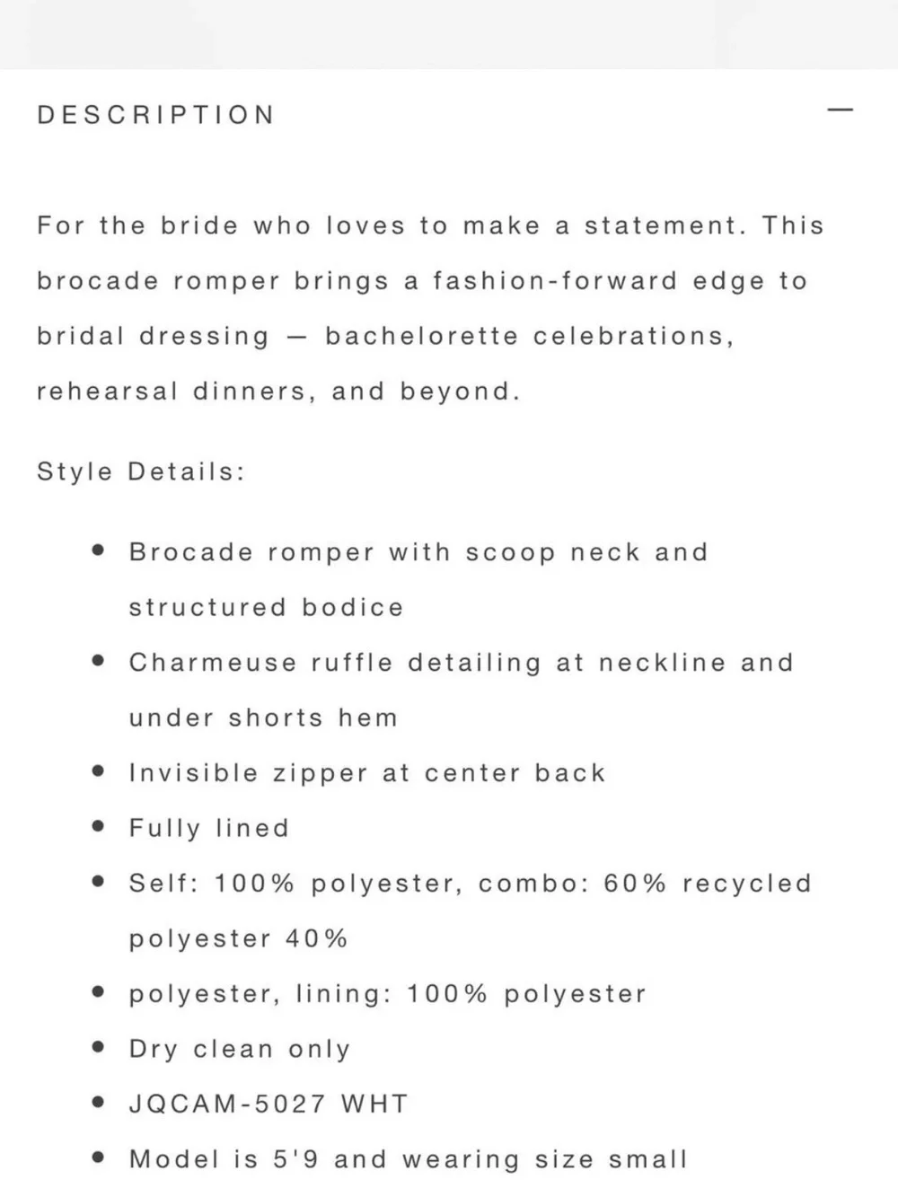Amanda Uprichard Bridal Romper - Picture 4 of 5